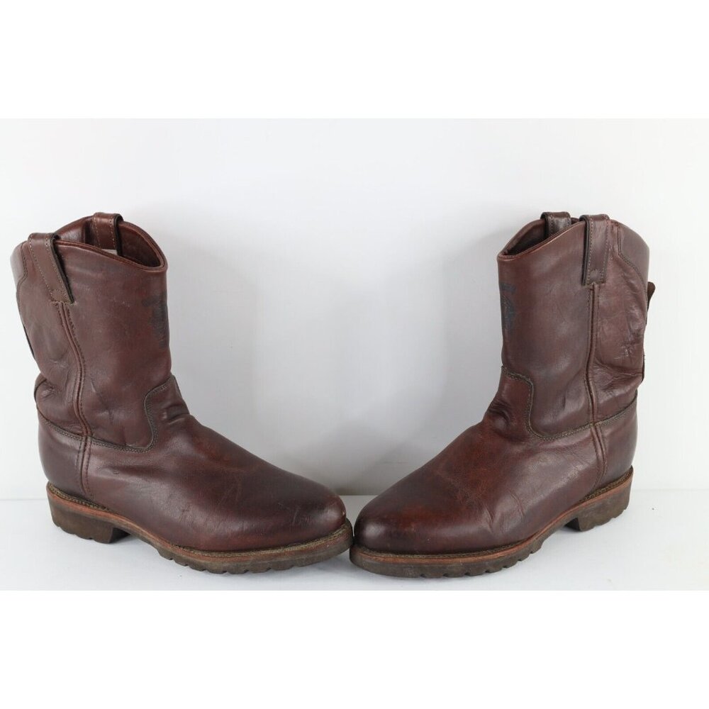 Vintage 90s Chippewa Boots Mens 10.5 EE Leather Pull On Cowboy Boots Oxblood USA